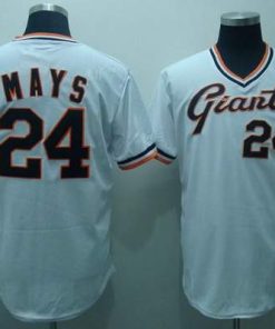Mitchell and Ness Giants #24 Willie Mays Stitched White Throwback MLB Jersey