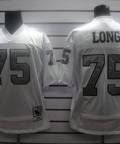 Mitchell and Ness Raiders #75 Howie Long White Silver No. Stitched NFL Jersey