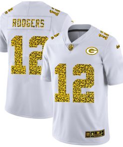 Men's Green Bay Packers #12 Aaron Rodgers 2020 White Leopard Print Fashion Limited Stitched NFL Jersey