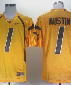 Mountaineers #1 Tavon Austin Gold Stitched NCAA Jersey