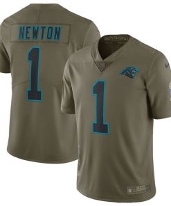 Men's Nike Carolina Panthers #1 Cam Newton Olive Salute To Service Limited Stitched NFL Jersey