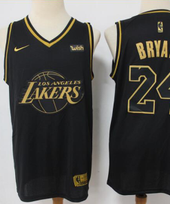 Men's Los Angeles Lakers Black Golden #24 Kobe Bryant Edition Stitched NBA Jersey