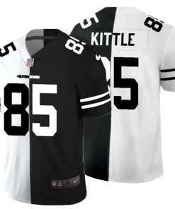 Men's San Francisco 49ers #85 George Kittle Black White Split 2020 Stitched Jersey