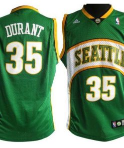 Thunder #35 Kevin Durant Green Seattle SuperSonics Style Stitched NBA Jersey