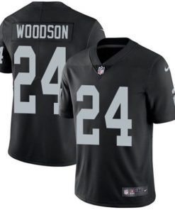 Men's Raiders #24 Charles Woodson Black NFL Stitched Jersey