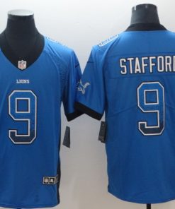 Men's Detroit Lions #9 Matthew Stafford Blue 2018 Drift Fashion Color Rush Limited Stitched NFL Jersey
