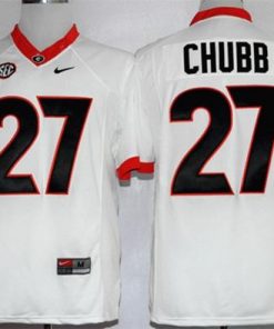 Bulldogs #27 Nick Chubb White Limited Stitched NCAA Jersey