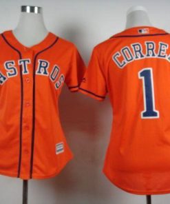 Astros #1 Carlos Correa Orange Alternate Women's Stitched MLB Jersey