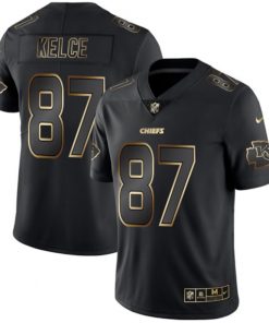 Men's Kansas City Chiefs #87 Travis Kelce 2019 Black Gold Edition Stitched NFL Jersey