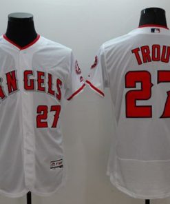 Angels of Anaheim #27 Mike Trout White Flexbase Authentic Collection Stitched MLB Jersey