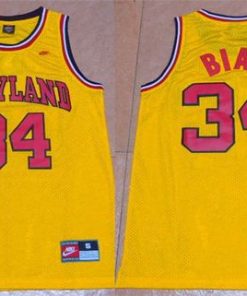 Terrapins #34 Len Bias Yellow Basketball Stitched NCAA Jersey