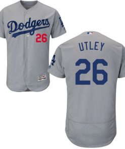 Dodgers #26 Chase Utley Grey Flexbase Authentic Collection Stitched MLB Jersey