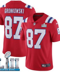 Men's New England Patriots # 87 Rob Gronkowski Red Super Bowl LII Bound Game Jersey