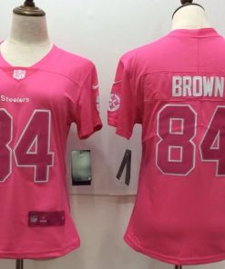 Women's Nike Pittsburgh Steelers #84 Antonio Brown Pink Stitched NFL Limited Rush Fashion Jersey