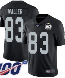 Men's Oakland Raiders #83 Darren Waller Black 100th Season With 60 Patch Vapor Limited Stitched NFL Jersey