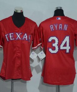 Rangers #34 Nolan Ryan Red Women's Alternate Stitched MLB Jersey