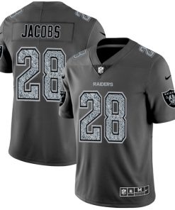 Men's Oakland Raiders #28 Josh Jacobs 2019 Gray Fashion Static Limited Stitched NFL Jersey