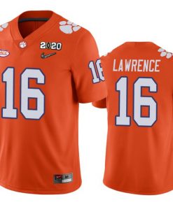 Men's Clemson Tigers #16 Trevor Lawrence Orange 2020 National Championship Stitched Football Jersey