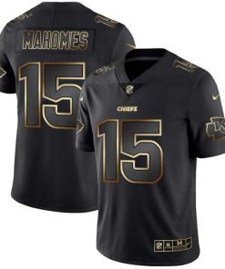 Men's Kansas City Chiefs #15 Patrick Mahomes 2019 Black Gold Edition Stitched NFL Jersey