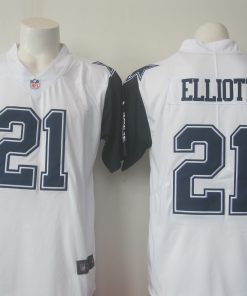 Men's Nike Cowboys #21 Ezekiel Elliott White Limited Rush Stitched NFL Jersey