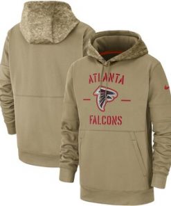 Men's Atlanta Falcons Tan 2019 Salute To Service Sideline Therma Pullover Hoodie