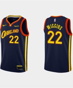 Men's Golden State Warriors #22 Andrew Wiggins 2020-21 City Edition Navy Stitched NBA Jersey
