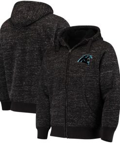 Men's Carolina Panthers G-III Sports By Carl Banks Heathered Black Discovery Sherpa Full-Zip NFL Jacket