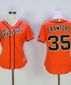 Giants #35 Brandon Crawford Orange Women's Alternate Stitched MLB Jersey