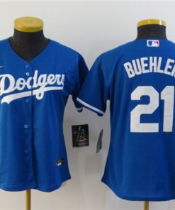 Women's Los Angeles Dodgers #21 Walker Buehler Blue Cool Base Stitched MLB Jersey(Run Small)
