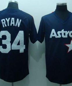Mitchell and Ness Astros #34 Nolan Ryan Stitched Blue Throwback MLB Jersey