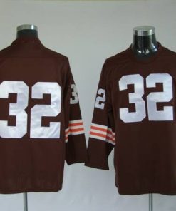Mitchell & Ness Browns #32 Jim Brown Brown Stitched Throwback NFL Jersey