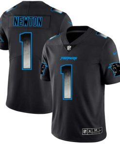 Men's Carolina Panthers #1 Cam Newton Black 2019 Smoke Fashion Limited Stitched NFL Jersey