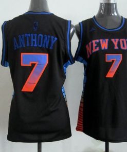Knicks #7 Carmelo Anthony Black Women's Vibe Stitched NBA Jersey