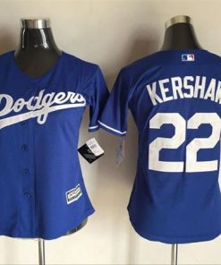 Dodgers #22 Clayton Kershaw Blue Women's Alternate Stitched MLB Jersey
