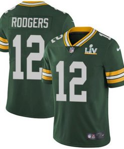 Men's Green Bay Packers #12 Aaron Rodgers Green 2021 Super Bowl LV Stitched NFL Jersey