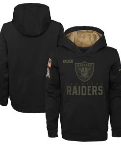 Youth Las Vegas Raiders 2020 Black Salute to Service Sideline Performance Pullover Hoodie