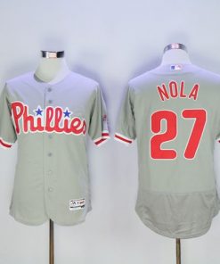 Phillies #27 Aaron Nola Grey Flexbase Authentic Collection Stitched MLB Jersey