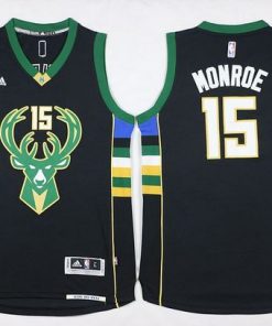 Bucks #15 Greg Monroe Black Stitched NBA Jersey
