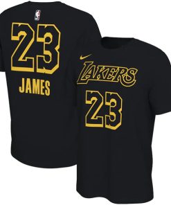 Men's Los Angeles Lakers #23 LeBron James Black Restart Name & Number NBA T-Shirt