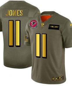 Men's Atlanta Falcons #11 Julio Jones 2019 Olive/Gold Salute To Service Limited Stitched NFL Jersey