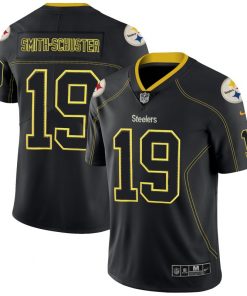 Men's Steelers #19 JuJu Smith-Schuster NFL 2018 Lights Out Black Color Rush Limited Jersey