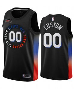 Men's New York Knicks Customized Black City Edition 2020-21 No Little Plans Stitched NBA Jersey