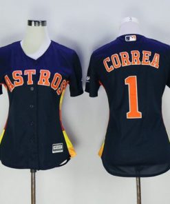 Astros #1 Carlos Correa Navy Blue Women's Alternate Stitched MLB Jersey