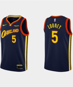 Men's Golden State Warriors #5 Kevon Looney 2020-21 City Edition Navy Stitched NBA Jersey