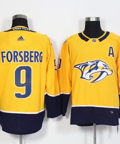 Men's Adidas Nashville Predators #9 Filip Forsberg Yellow Stitched NHL Jersey