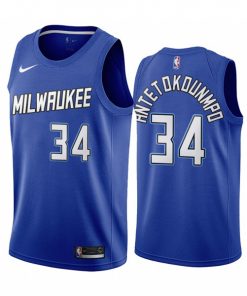 Men's Milwaukee Bucks #34 Giannis Antetokounmpo Navy City Edition New Uniform 2020-21 Stitched NBA Jersey