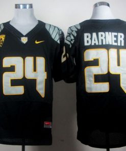 Ducks #24 Kenjon Barner Black Elite PAC-12 Patch Stitched NCAA Jersey
