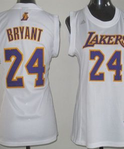 Lakers #24 Kobe Bryant White Women Fashion Stitched NBA Jersey