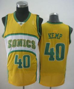 Thunder #40 Shawn Kemp Yellow SuperSonics Throwback Stitched NBA Jersey