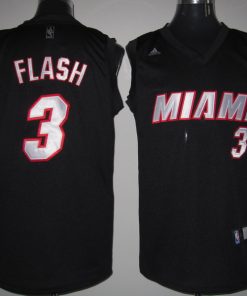 Heat #3 Dwyane Wade Stitched Black Flash Fashion NBA Jersey